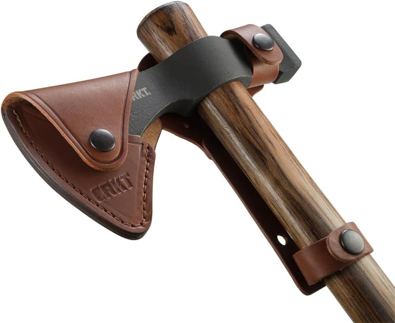 CRKT Black Woods Chogan T-Hawk Outdoor Survival Tomahawk: 1055 Carbon Steel Plain Edge Blade, Tennessee Hickory Handle, with Leather Sheath, 2730KS - Image 5